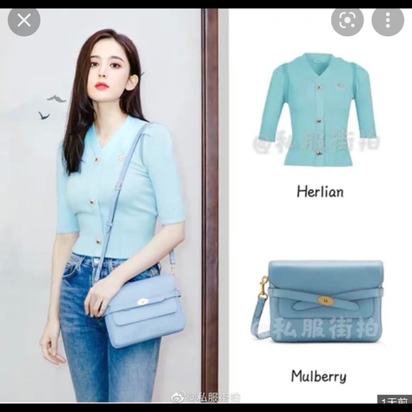 Herlian V Collar Knitted Sweater Baby Blue - Picture 4 of 9